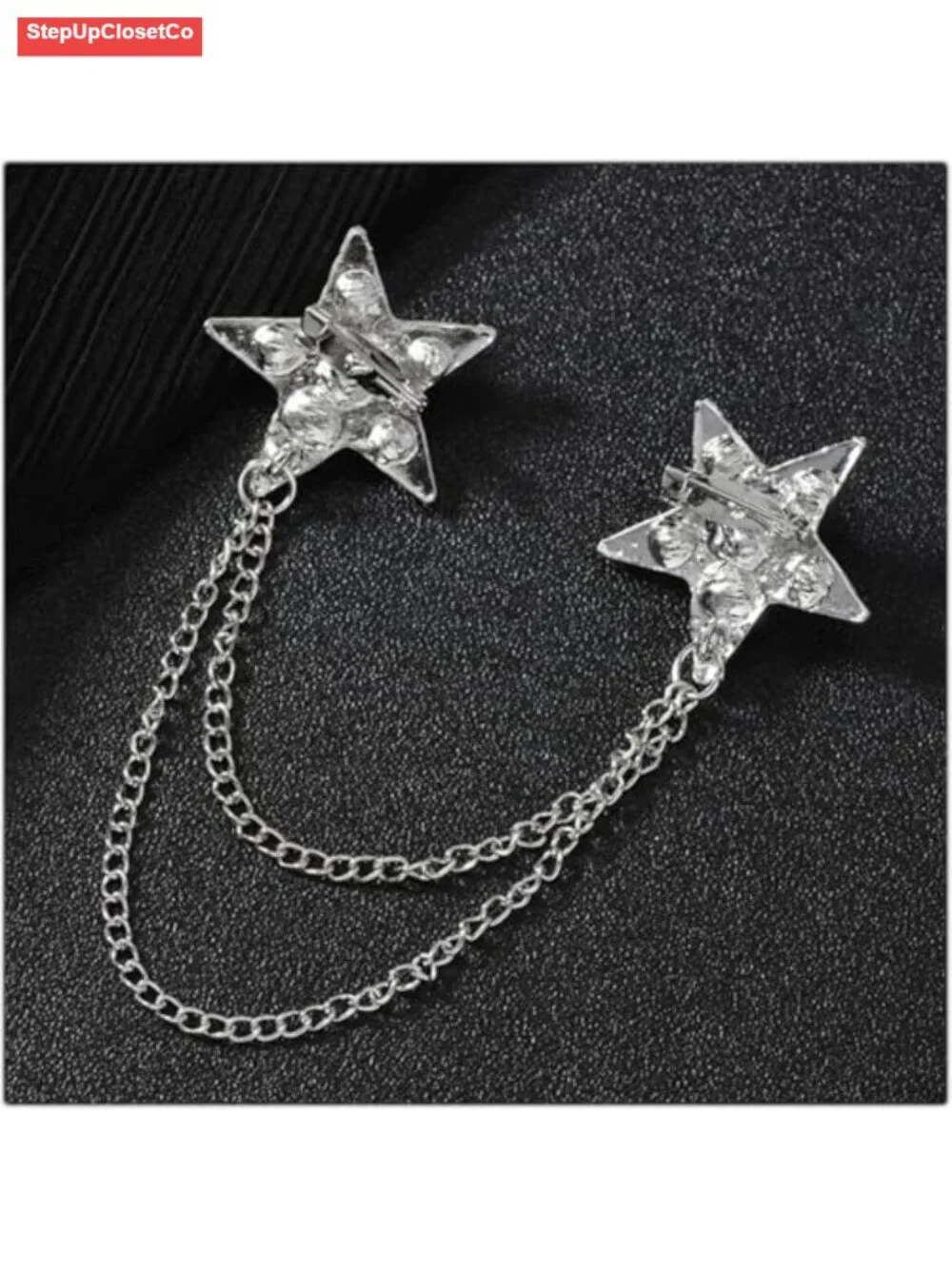Star Tassel Long Chain Brooch Women Imitation Rhinestone Pearl Lapel Pin